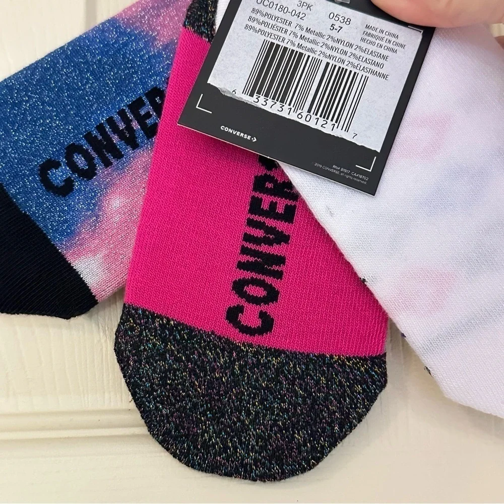 NWT Converse Glitter No Show Socks Pack of Three